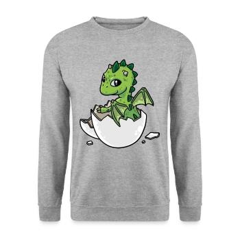 Baby Birth Egg Eggs Hatch Dino Dragon Fantasy - Unisex Sweatshirt - salt & pepper - Front - Alina (178cm) & Michal (187cm)