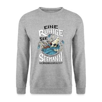 Seemann Kapitän Boot Schiff Spruch Geschenk Geek - Unisex Pullover - Weißgrau meliert - Vorne - Alina (178cm) & Michal (187cm)