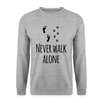 never walk alone - Unisex Pullover - Weißgrau meliert - Vorne - Alina (178cm) & Michal (187cm)