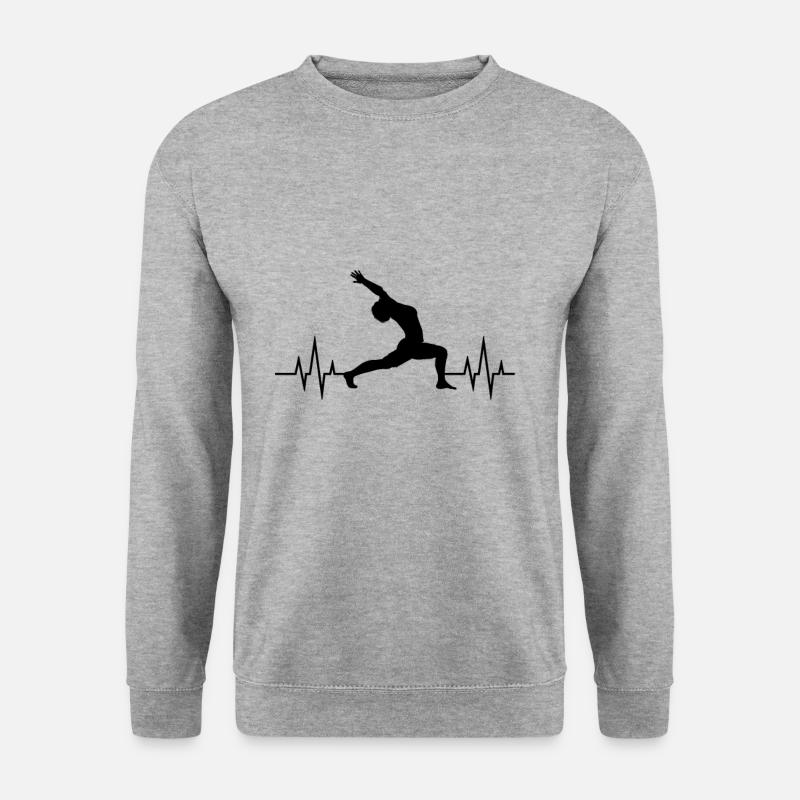 Herzschlag - Heartbeat / Yoga - Unisex Pullover - Weißgrau meliert
