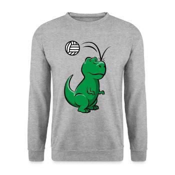 Dinosaurier Volleyball Spieler Dino Süßer Geschenk - Unisex Pullover - Weißgrau meliert - Vorne - Alina (178cm) & Michal (187cm)