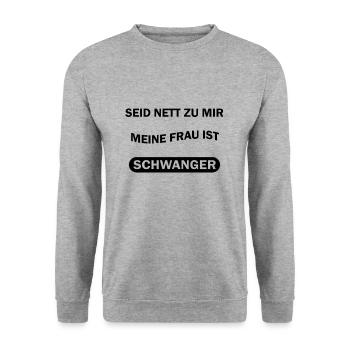 Lustige Männer Sprüche Schwangerschaft Hormone - Unisex Pullover - Weißgrau meliert - Vorne - Alina (178cm) & Michal (187cm)