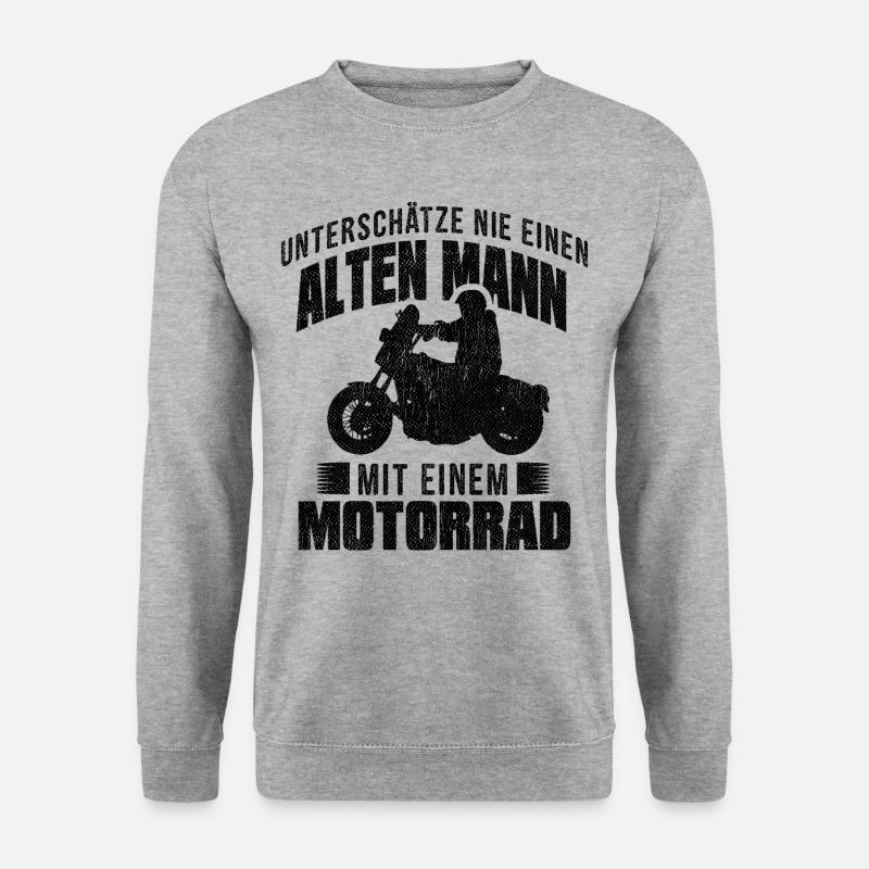 Motorradfahrer Unterschätzt Nie Einen Alten Mann - Unisex Pullover - Weißgrau meliert