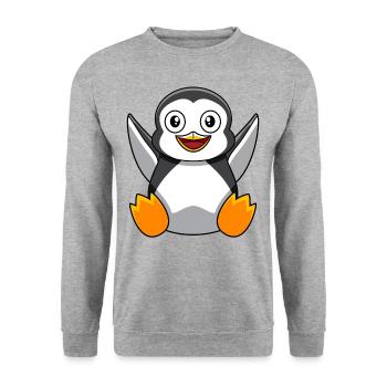 Pinguin Lustiger Süßer Liebhaber Meer Eis Geschenk - Unisex Pullover - Weißgrau meliert - Vorne - Alina (178cm) & Michal (187cm)