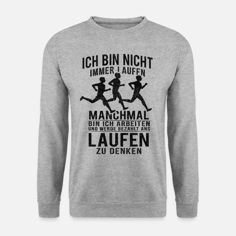 Laufen Jogging Spruch Ich Bin Nicht Immer Laufen - Unisex Pullover - Weißgrau meliert