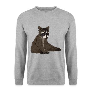 cute sitting raccoon gift for raccoon fan - Unisex Sweatshirt - salt & pepper - Front - Alina (178cm) & Michal (187cm)