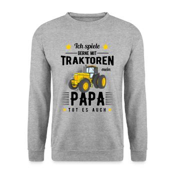 Vater Geschenk Traktoren Traktor - Unisex Pullover - Weißgrau meliert - Vorne - Alina (178cm) & Michal (187cm)