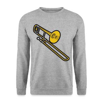 Posaune Posaunist Musiker Blechbläser Tenor Alt - Unisex Pullover - Weißgrau meliert - Vorne - Alina (178cm) & Michal (187cm)