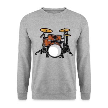 Drumset Schlagzeug Schlagzeuger Trommler Drums - Unisex Pullover - Weißgrau meliert - Vorne - Alina (178cm) & Michal (187cm)