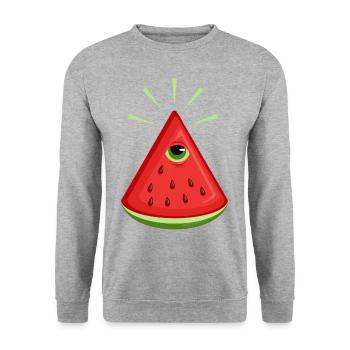 Wassermelone Illuminati - Unisex Pullover - Weißgrau meliert - Vorne - Alina (178cm) & Michal (187cm)