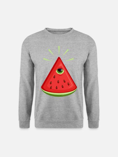 Wassermelone Illuminati - Unisex Pullover - Weißgrau meliert