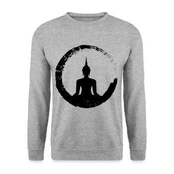 YOGA Buddha In Meditation Hatha Yoga Gift - Unisex Sweatshirt - salt & pepper - Front - Alina (178cm) & Michal (187cm)