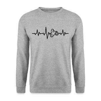 Moto Cross Herzschlag Dirt Bike Motorrad Geschenk - Unisex Pullover - Weißgrau meliert - Vorne - Alina (178cm) & Michal (187cm)
