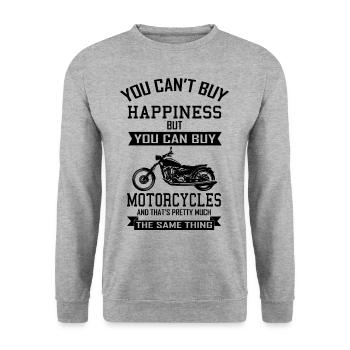 Biker Glück Kaufen Chopper Motorrad Geschenk - Unisex Pullover - Weißgrau meliert - Vorne - Alina (178cm) & Michal (187cm)