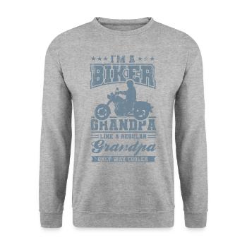 Ich Bin Ein Biker Opa Motorrad Fahrer Geschenk - Unisex Pullover - Weißgrau meliert - Vorne - Alina (178cm) & Michal (187cm)