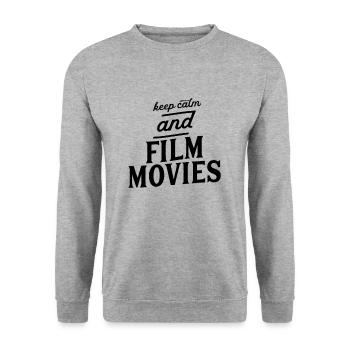 Video filmen Film Filmemacher Filmklappe Regie - Unisex Pullover - Weißgrau meliert - Vorne - Alina (178cm) & Michal (187cm)