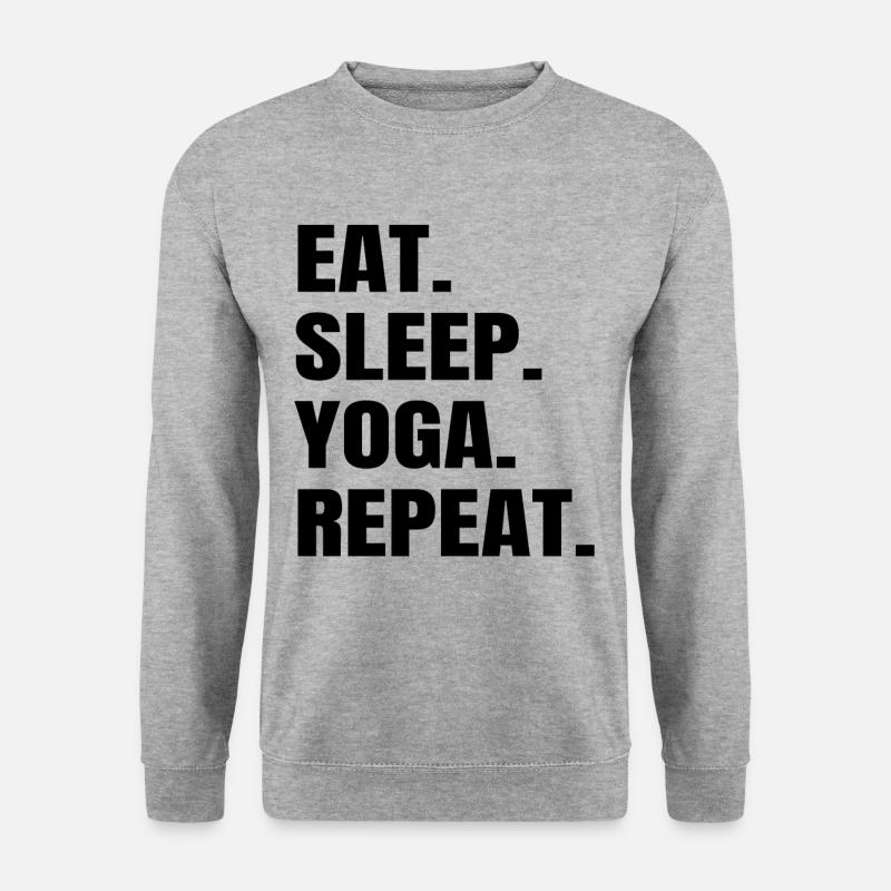 Eat Sleep Yoga Repeat - Lustige Sprüche - Unisex Pullover - Weißgrau meliert