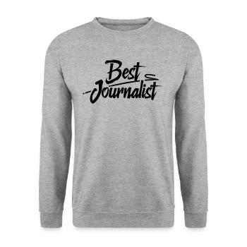 Journalist Journalismus Reporter Presse Zeitung - Unisex Pullover - Weißgrau meliert - Vorne - Alina (178cm) & Michal (187cm)