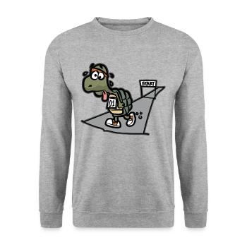 Fatigué tortue marathon course coureur sportif - Sweat-shirt Unisexe - gris chiné - Devant - Alina (178cm) & Michal (187cm)