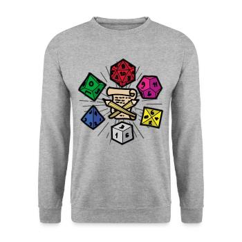 PAPER PEN AND DICE RPG Fantasy Role Playing Game - Sweat-shirt Unisexe - gris chiné - Devant - Alina (178cm) & Michal (187cm)