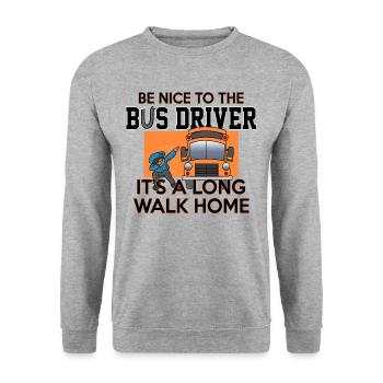 Busfahrer Bus fahren Schulbus Spruch - Unisex Pullover - Weißgrau meliert - Vorne - Alina (178cm) & Michal (187cm)