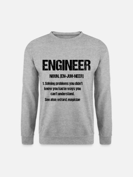 Ingenieur Zauberer Magier Geschenke für Ingenieure - Unisex Pullover - Weißgrau meliert