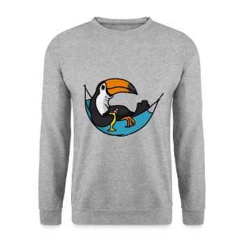 Tucan hammock time toucan hammock time - Unisex Sweatshirt - salt & pepper - Front - Alina (178cm) & Michal (187cm)