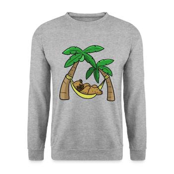 Bear hammock Bär Hängematte - Unisex Pullover - Weißgrau meliert - Vorne - Alina (178cm) & Michal (187cm)