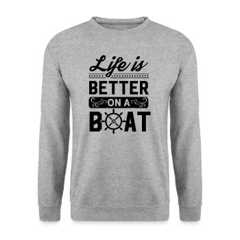 Captain Boating - Unisex Sweatshirt - salt & pepper - Front - Alina (178cm) & Michal (187cm)