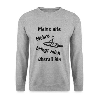 Alte Möhre | Lustige Auto Autofahrer Sprüche - Unisex Pullover - Weißgrau meliert - Vorne - Alina (178cm) & Michal (187cm)