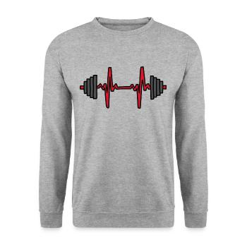 Gewicht Heber Training Sportler Training Workout - Unisex Pullover - Weißgrau meliert - Vorne - Alina (178cm) & Michal (187cm)