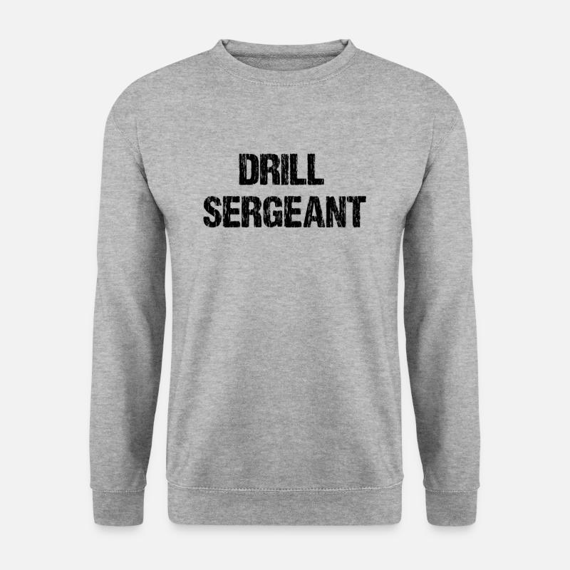 Disstressed Drill Sergeant Schriftzug - Unisex Pullover - Weißgrau meliert