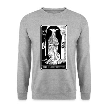 High Priestess Tarot Cards Clairvoyant Fortune Teller - Unisex Sweatshirt - salt & pepper - Front - Alina (178cm) & Michal (187cm)