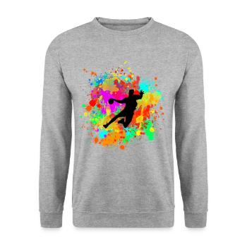 cool colorful handballer gift idea for handball - Unisex Sweatshirt - salt & pepper - Front - Alina (178cm) & Michal (187cm)