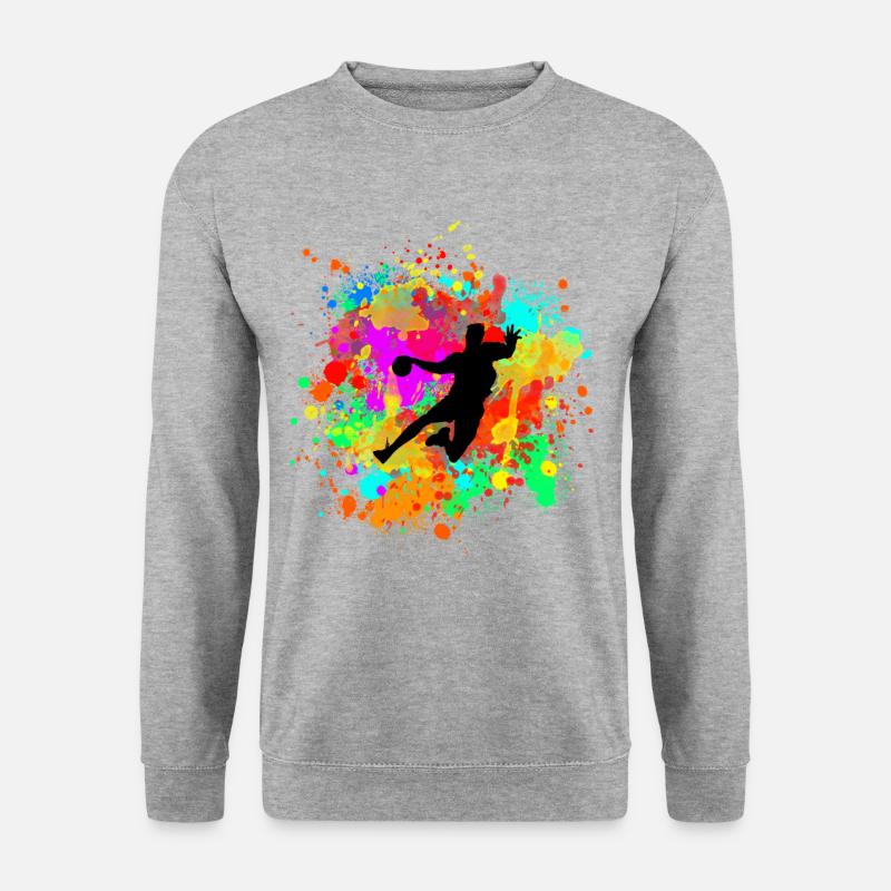 cooler bunter Handballer Geschenkidee für Handball - Unisex Pullover - Weißgrau meliert
