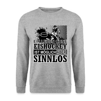 Ein Leben ohne Eishockey spruch geschenk - Unisex Pullover - Weißgrau meliert - Vorne - Alina (178cm) & Michal (187cm)
