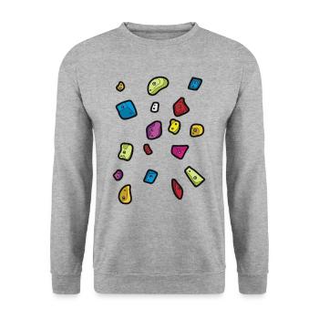 Boulder Bouldern Klettern Griffe Kletterhalle - Unisex Pullover - Weißgrau meliert - Vorne - Alina (178cm) & Michal (187cm)