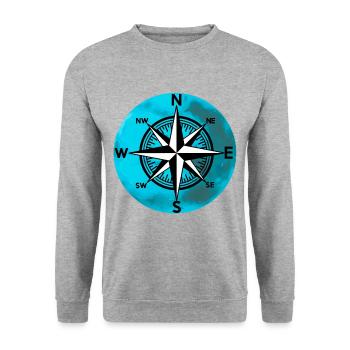 Boussole Planètes Rose Vent Voyage Expédition Nautique - Sweat-shirt Unisexe - gris chiné - Devant - Alina (178cm) & Michal (187cm)