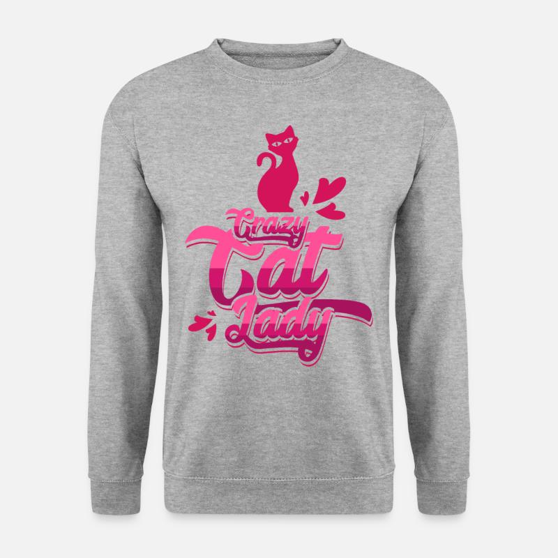 Crazy Cat Lady - Unisex Pullover - Weißgrau meliert