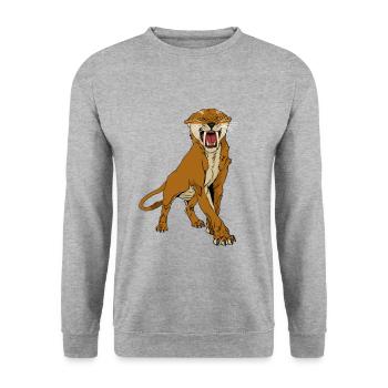 Tigre à dents de sabre avec une idée cadeau de griffe acérée - Sweat-shirt Unisexe - gris chiné - Devant - Alina (178cm) & Michal (187cm)