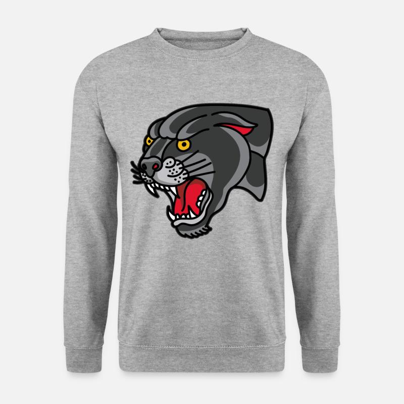 schwarzer Panther - Unisex Pullover - Weißgrau meliert