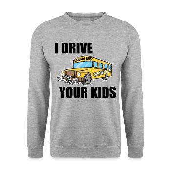 Schulbus Busfahrer Spruch - Unisex Pullover - Weißgrau meliert - Vorne - Alina (178cm) & Michal (187cm)