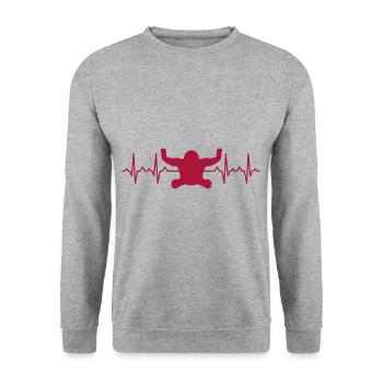 Fallschirmspringen Skydiver Herzschlag Skydiving - Unisex Pullover - Weißgrau meliert - Vorne - Alina (178cm) & Michal (187cm)