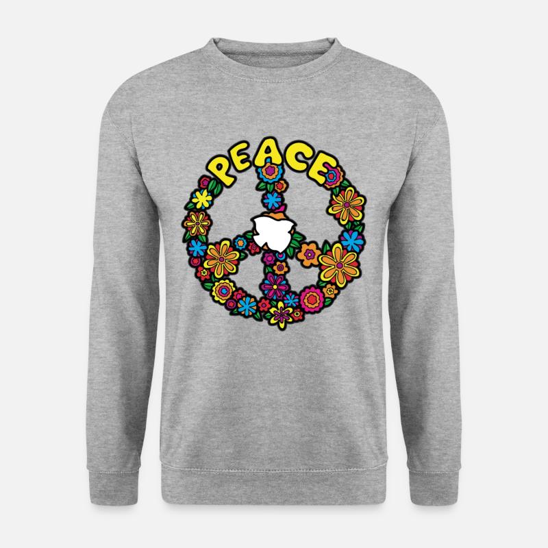 FLOWER POWER Frieden - Unisex Pullover - Weißgrau meliert