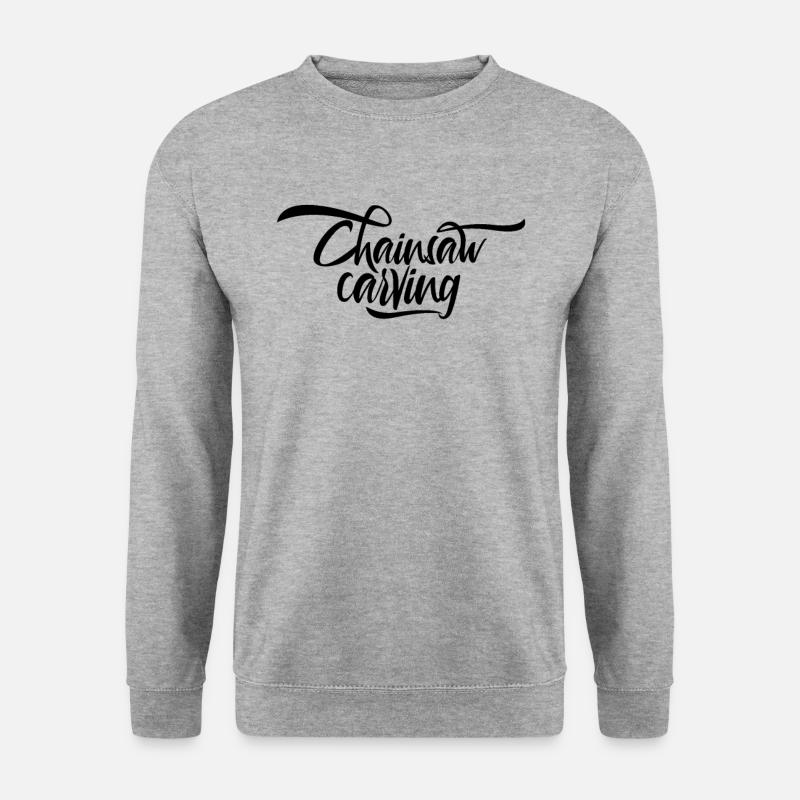 Kettensäge schnitzen - Unisex Pullover - Weißgrau meliert