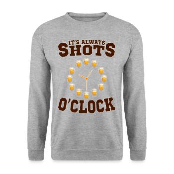 Lustiger Trinkspruch Geschenkidee - Unisex Pullover - Weißgrau meliert - Vorne - Alina (178cm) & Michal (187cm)