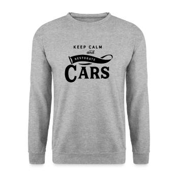 Fahrzeug Restaurierung Oldtimer Auto Restaurieren - Unisex Pullover - Weißgrau meliert - Vorne - Alina (178cm) & Michal (187cm)