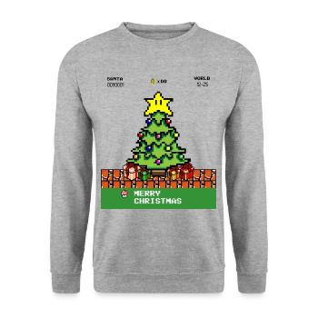 Merry Christmas pixel gambling gaming gamer - Unisex Sweatshirt - salt & pepper - Front - Alina (178cm) & Michal (187cm)
