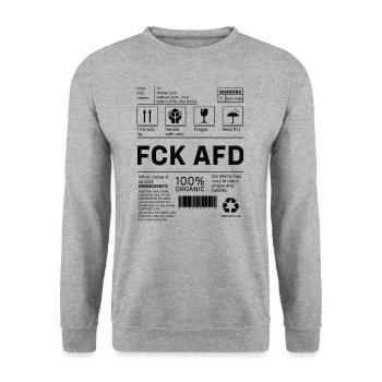 Étiquette FCK AFD - Sweat-shirt Unisexe - gris chiné - Devant - Alina (178cm) & Michal (187cm)