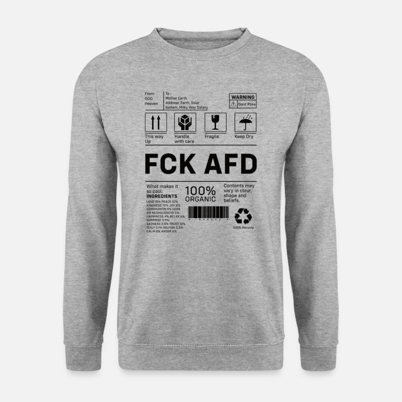 FCK AFD Label - Unisex Pullover - Weißgrau meliert
